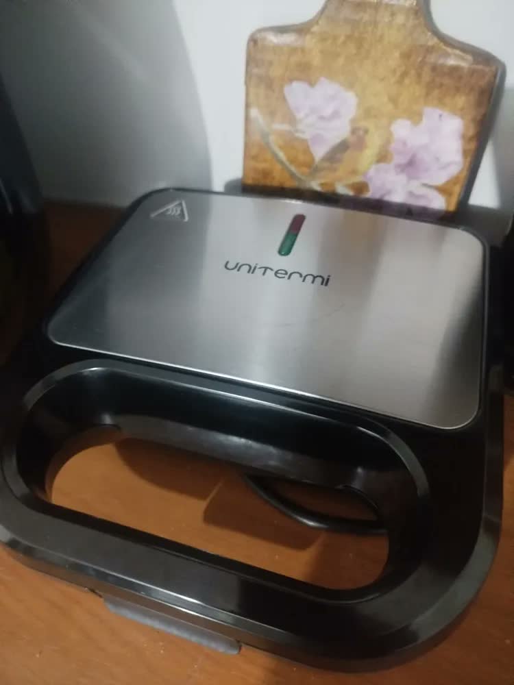 foto de Sanduicheira E Grill Elétrica 750w C/ Alça Grelha Antiaderente Inox Sanduíches Carnes Lanches
