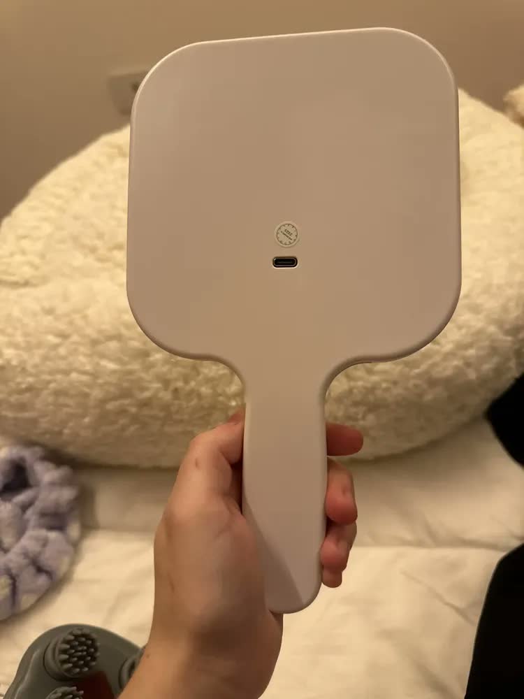 foto de Espelho De Mão C/ Led Recarregável Maquiagem/médico/dentista