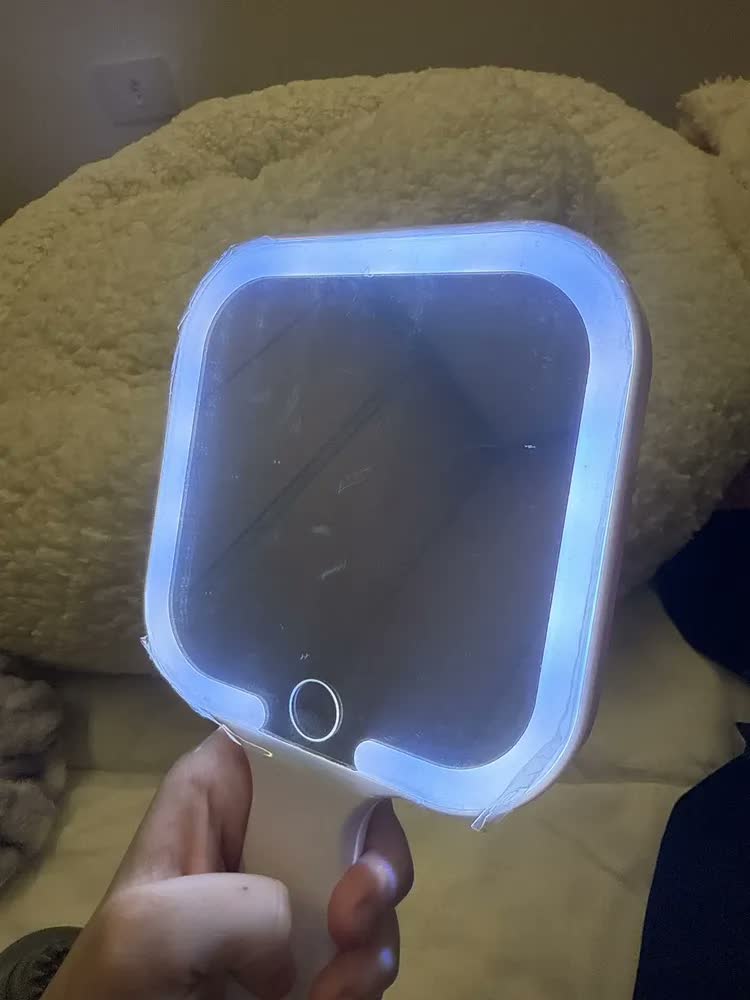 foto de Espelho De Mão C/ Led Recarregável Maquiagem/médico/dentista