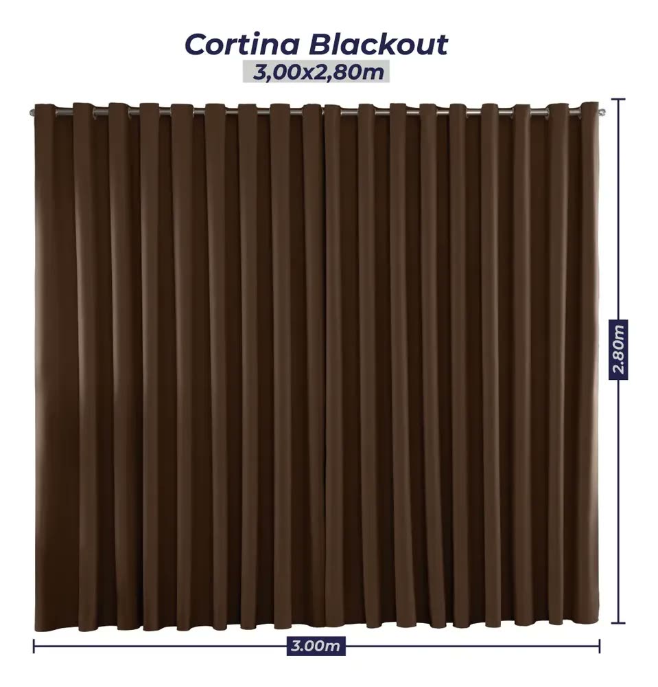 Cortina Blackout Em Tecido 3,00x2,80 Corta Luz Cor Tabaco