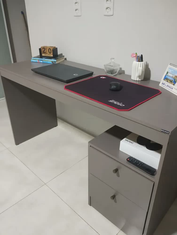 foto de Mesa De Escritório 2 Gavetas Funzionale Belmax