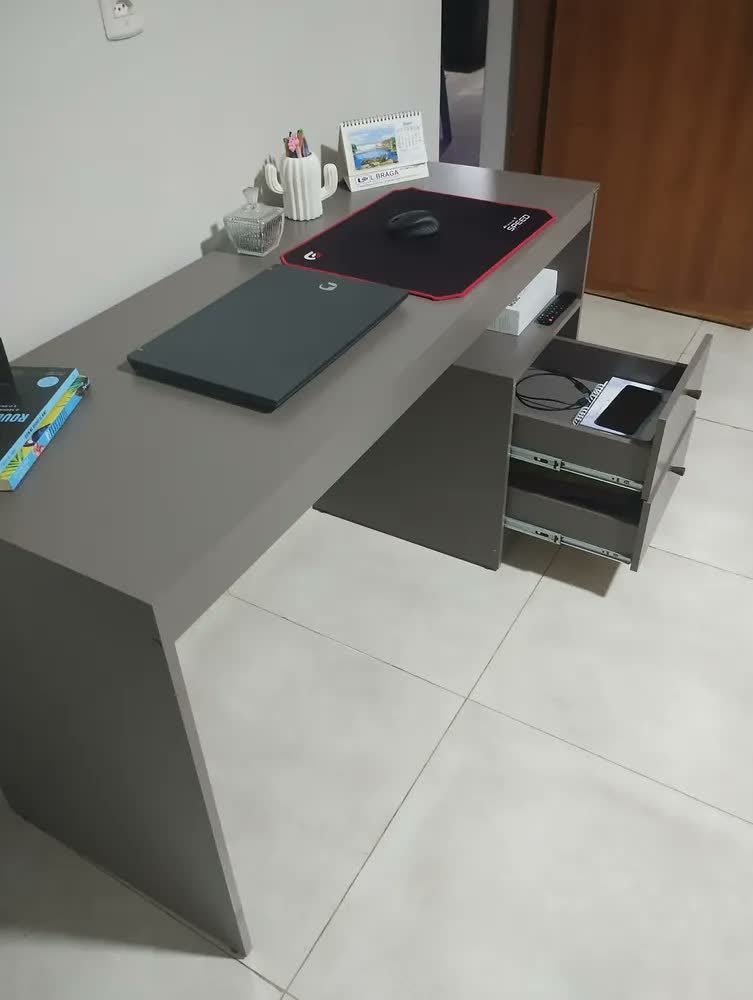 foto de Mesa De Escritório 2 Gavetas Funzionale Belmax