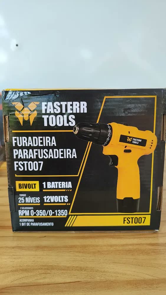 foto de Parafusadeira Furadeira 3/8 10mm Bivolt A Bateria Com Carregador - Fasterr Tools