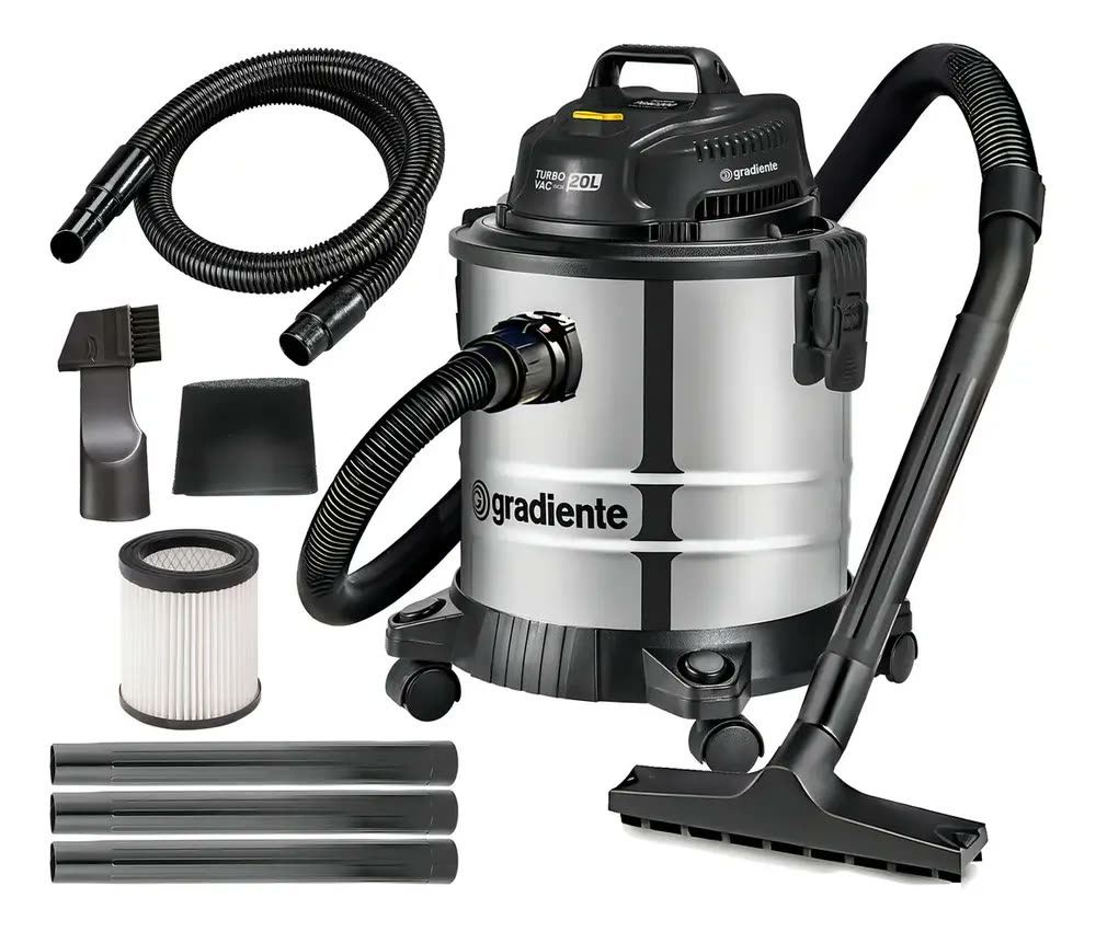 foto de Aspirador Pó Água Gradiente PGAC200 Inox 20L 1200W com Soprador