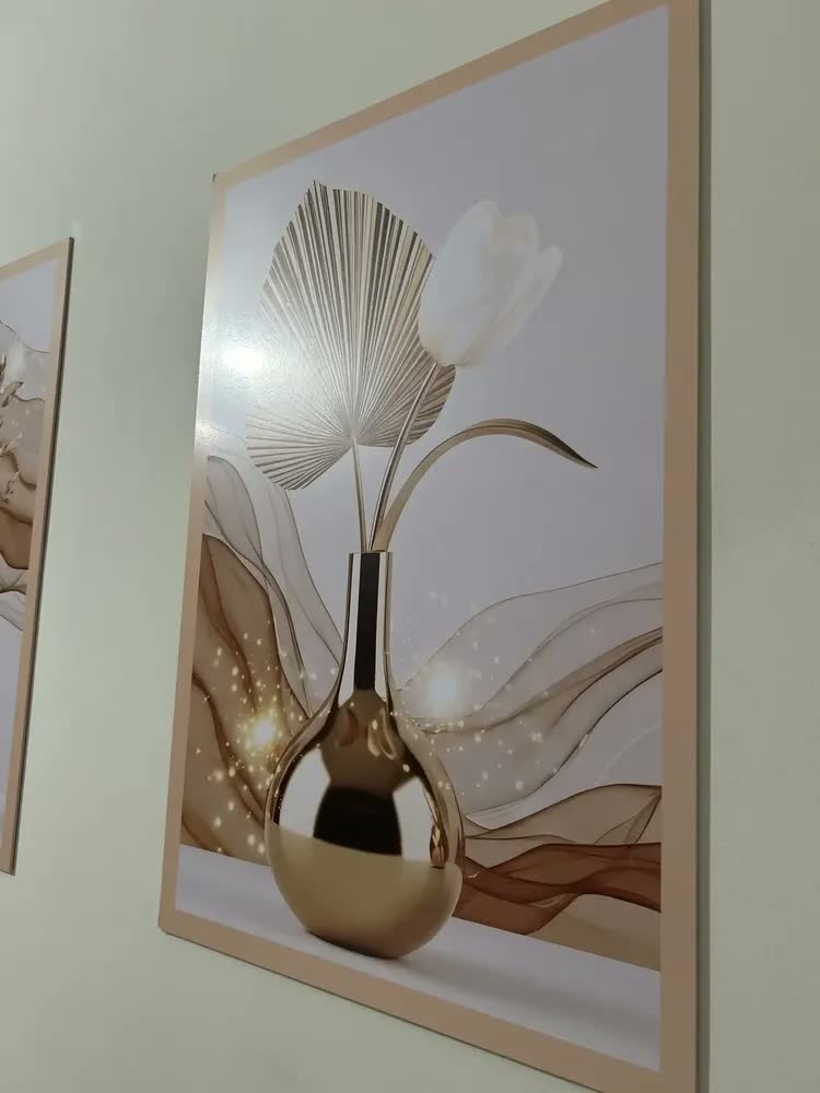 foto de Quadros Decorativos Luxuoso Flores Brancas Douradas 122x60