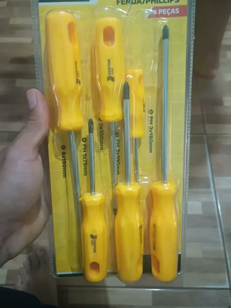 foto de Kit Jogo Chave Fenda Philips 6 Pçs Fertak Ergonômico Ponta Magnética