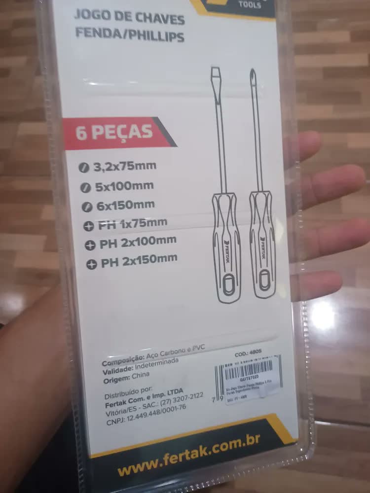 foto de Kit Jogo Chave Fenda Philips 6 Pçs Fertak Ergonômico Ponta Magnética