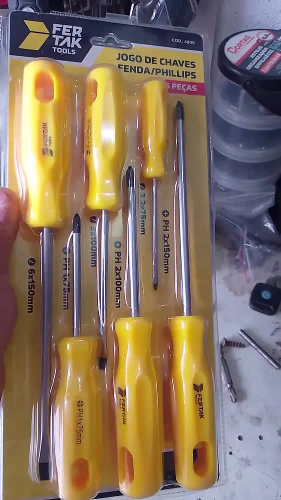 foto de Kit Jogo Chave Fenda Philips 6 Pçs Fertak Ergonômico Ponta Magnética
