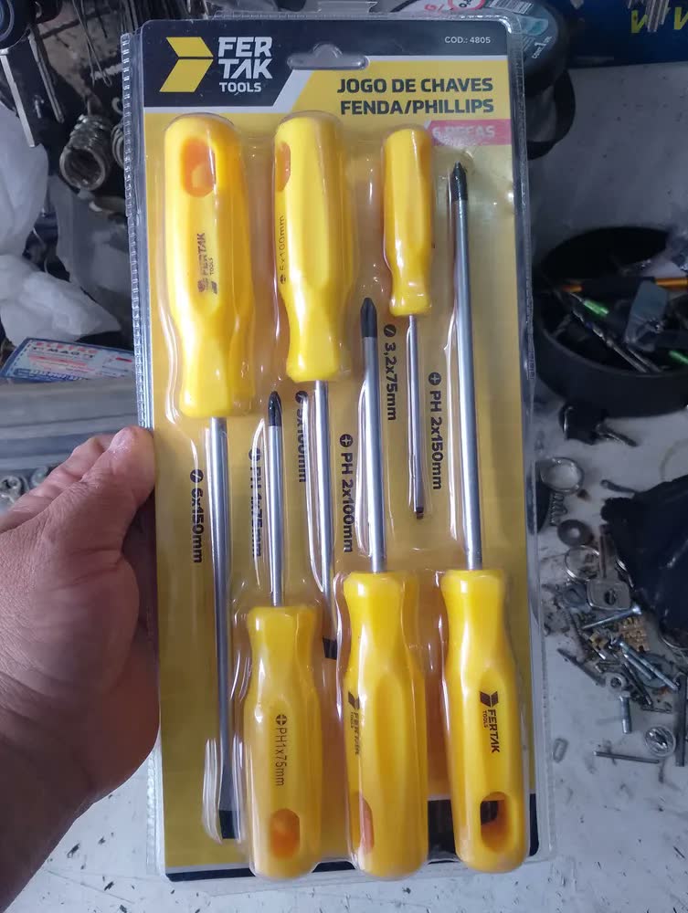 foto de Kit Jogo Chave Fenda Philips 6 Pçs Fertak Ergonômico Ponta Magnética
