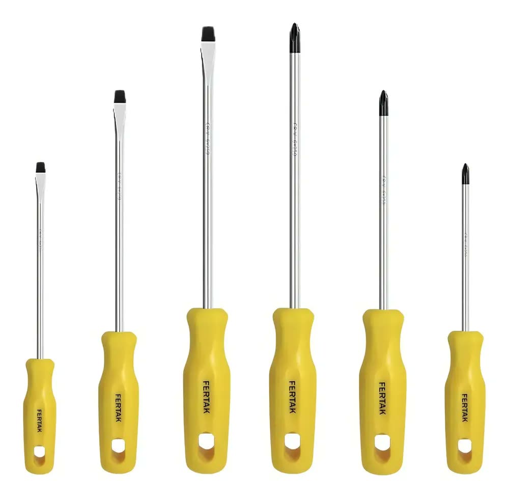 Kit Jogo Chave Fenda Philips 6 Pçs Fertak Ergonômico Ponta Magnética