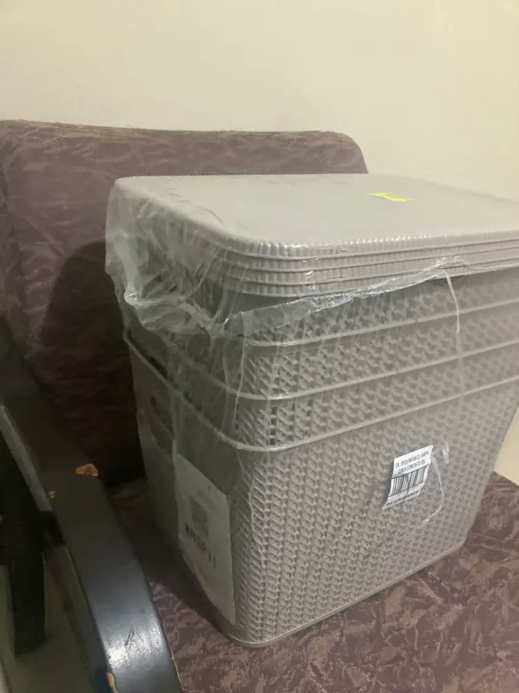 foto de 3 Caixa Organizadora Rattan 20 Litro Grande Multiuso Tampa