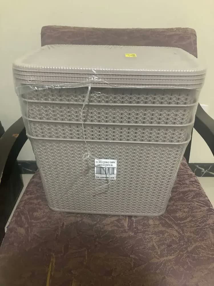 foto de 3 Caixa Organizadora Rattan 20 Litro Grande Multiuso Tampa