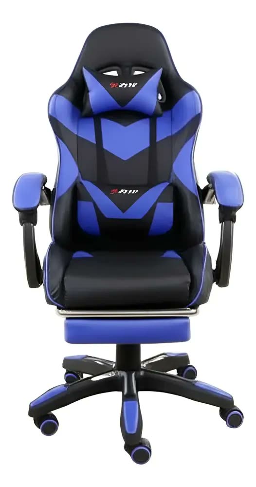 Cadeira Gamer X-ray Ergonomica Estofado De Couro Sintético Cor Azul