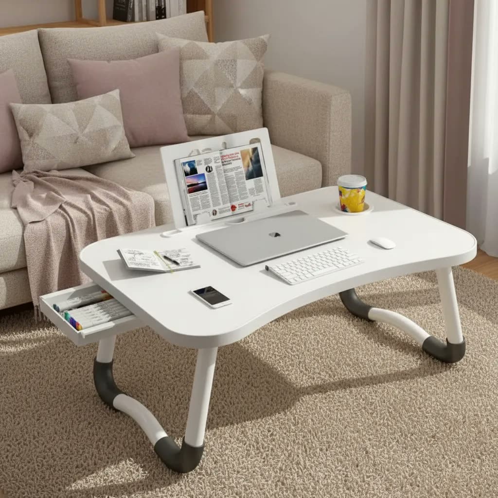 Mesa Suporte Para Notebook Com Gaveta Portátil Dobrável Mdf