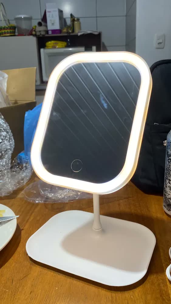 foto de Espelho De Mesa Led Touch - Rosa / Branco