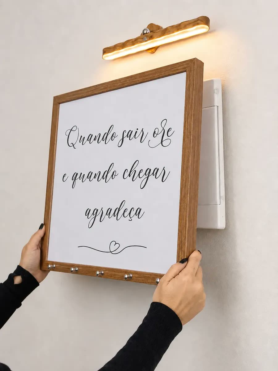 Quadro Caixa De Luz Resina 43x43 Quando Sair Ore Porta Chave