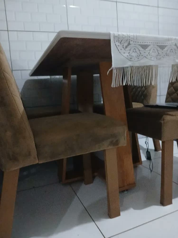 foto de Mesa De Jantar 120x80 Tampo Em Mdf Com Vidro Para Sala E Cozinha Idea Para 4 Cadeiras