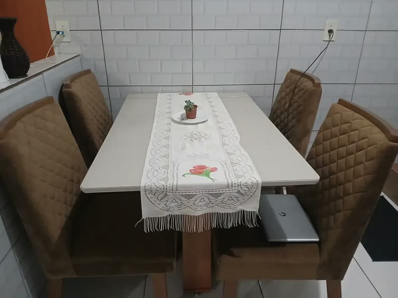 foto de Mesa De Jantar 120x80 Tampo Em Mdf Com Vidro Para Sala E Cozinha Idea Para 4 Cadeiras