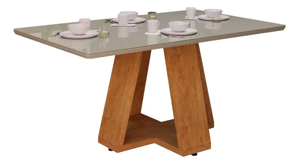 Mesa De Jantar 120x80 Tampo Em Mdf Com Vidro Para Sala E Cozinha Idea Para 4 Cadeiras