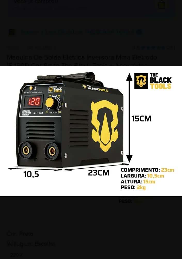 foto de Máquina Inversora De Solda Mma Mi150d 120a Com Eletrodo E Óculos The Black Tools