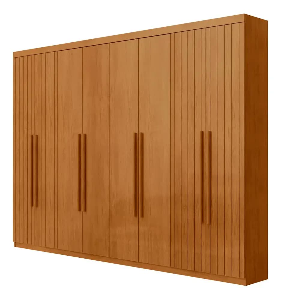 Guarda Roupa Casal Toronto Mdf 8 Portas Moderna Mobília Cor Naturalle