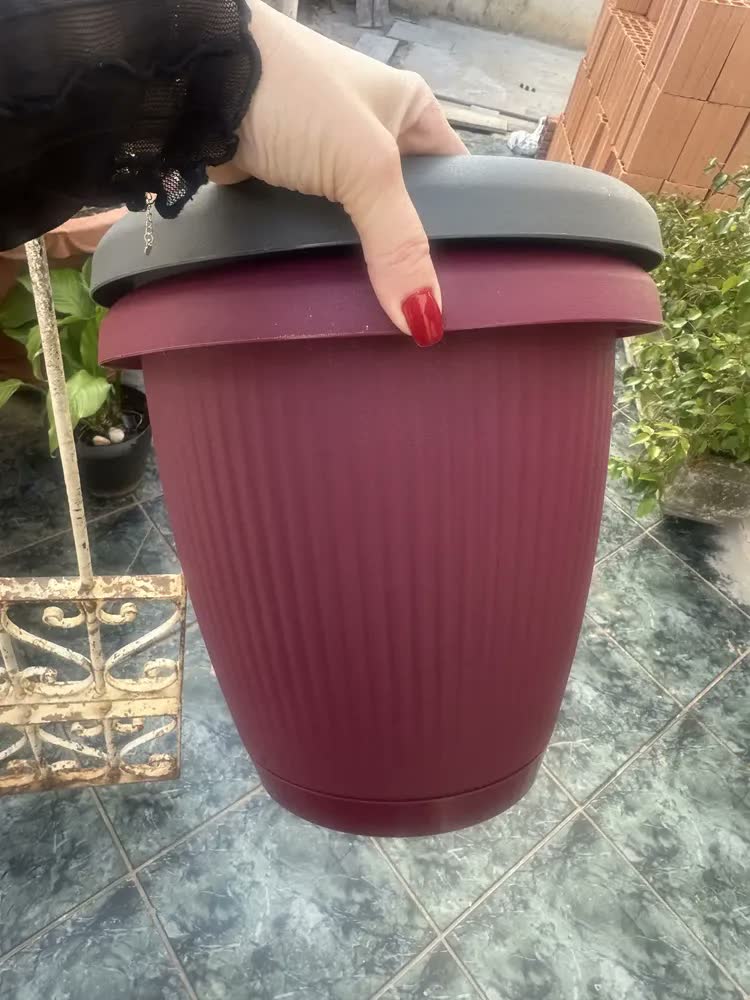 foto de Vaso Planta 8l  Com Prato Decorativo Grande Anti Dengue