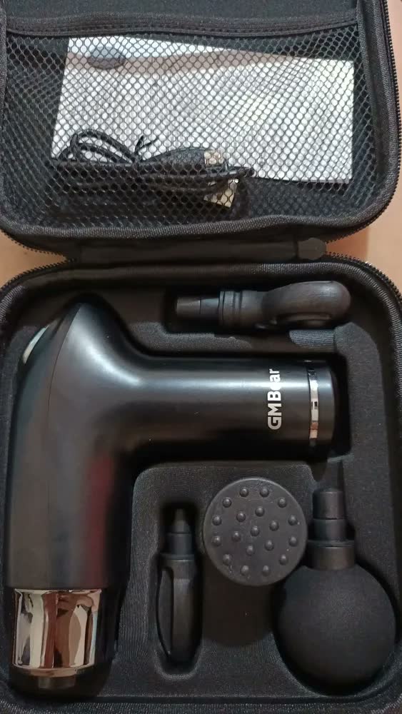 foto de Pistola de Massagem Elétrica Perfin Com 4 Cabeças e Regulador de Velocidade para Recuperação Muscular