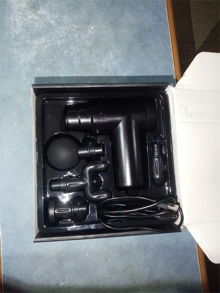 foto de Pistola de Massagem Elétrica Perfin Com 4 Cabeças e Regulador de Velocidade para Recuperação Muscular