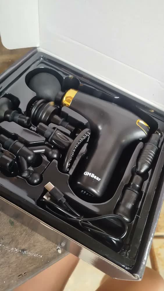 foto de Pistola de Massagem Elétrica Perfin Com 4 Cabeças e Regulador de Velocidade para Recuperação Muscular