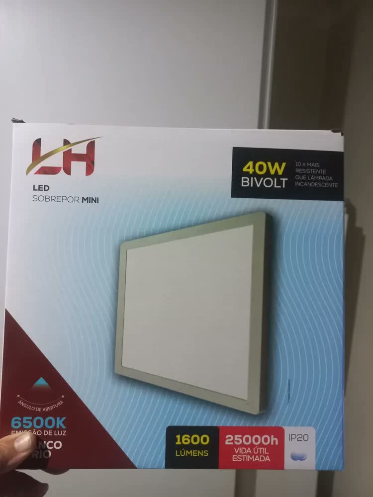 foto de Plafon LED 40W Starbright Sobrepor Teto 40x40 Branco Neutro Preto