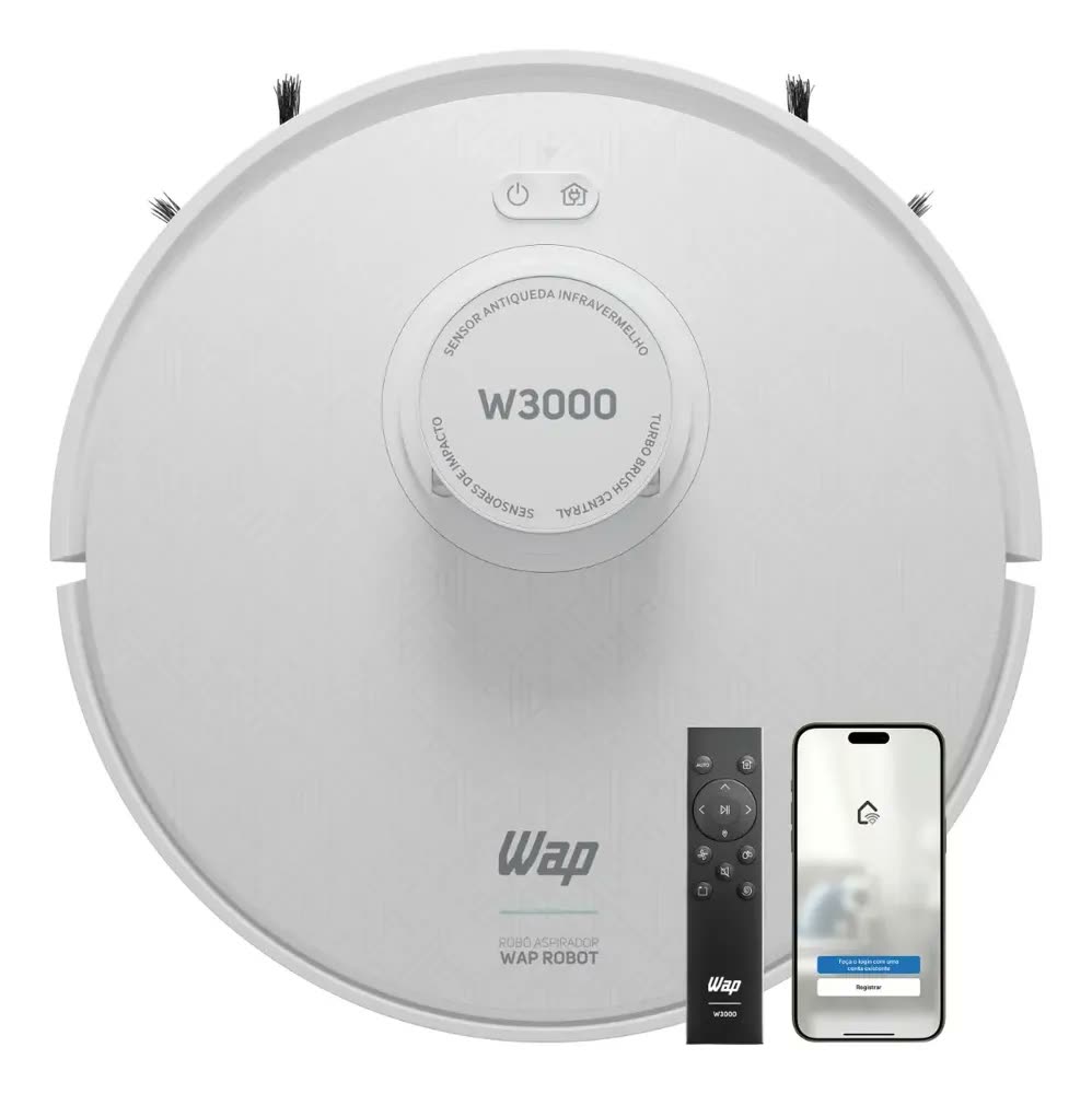 foto de Aspirador Robô WAP W3000 com Sensor Anticolisão e Mapeamento LSD e SLAM Bivolt