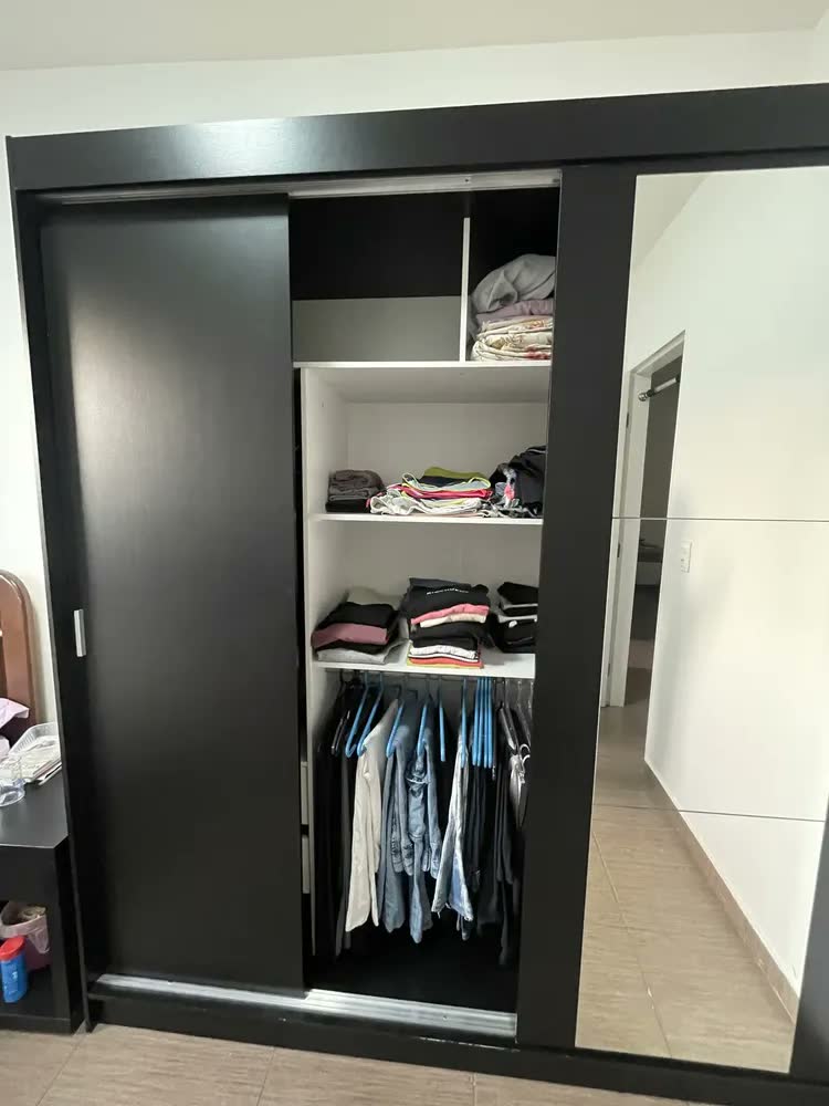 foto de Guarda-roupa Casal Madesa Reno 3 Portas Correr Com Espelho P Cor Preto/Rustic