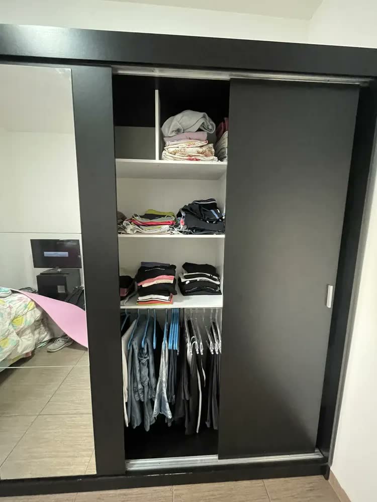 foto de Guarda-roupa Casal Madesa Reno 3 Portas Correr Com Espelho P Cor Preto/Rustic