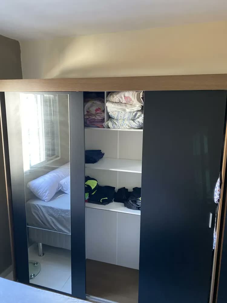 foto de Guarda-roupa Casal Madesa Reno 3 Portas Correr Com Espelho R Cor Rustic/Preto