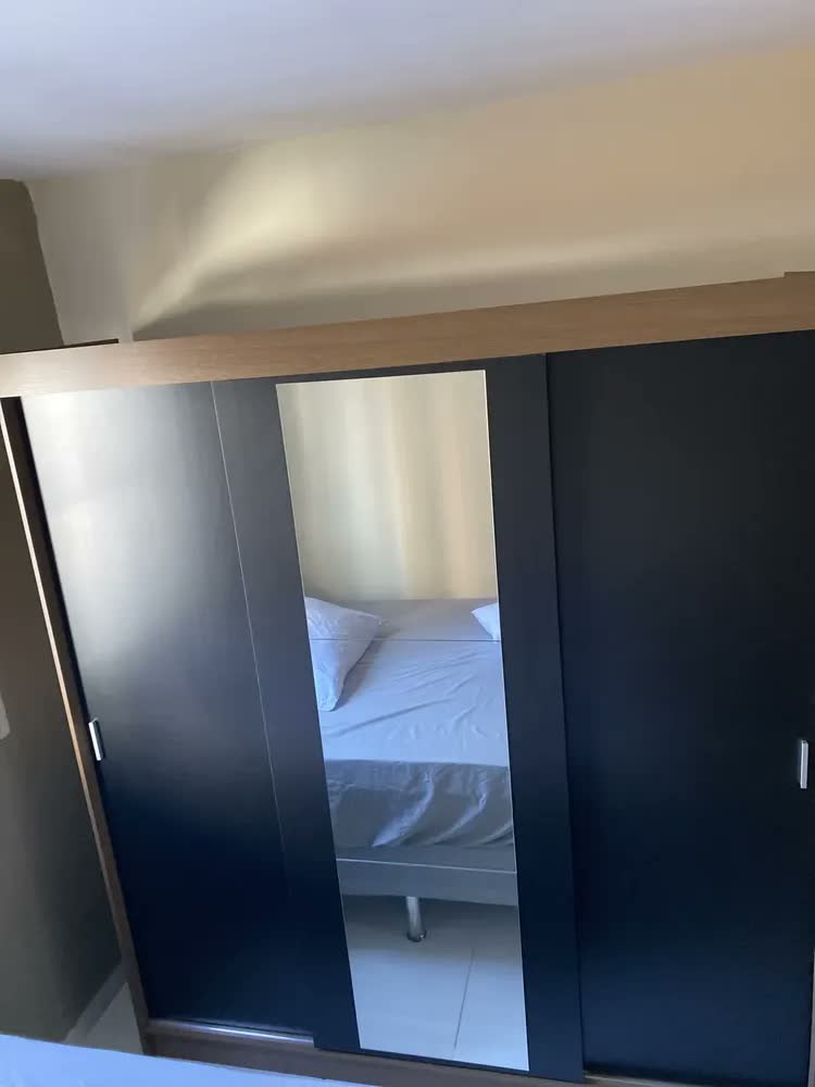 foto de Guarda-roupa Casal Madesa Reno 3 Portas Correr Com Espelho R Cor Rustic/Preto