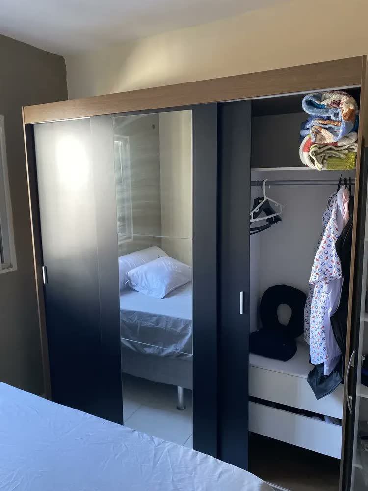 foto de Guarda-roupa Casal Madesa Reno 3 Portas Correr Com Espelho R Cor Rustic/Preto