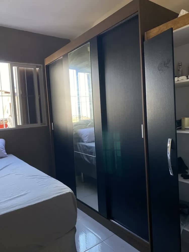 foto de Guarda-roupa Casal Madesa Reno 3 Portas Correr Com Espelho R Cor Rustic/Preto