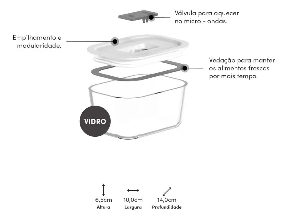 foto de Pote De Vidro Hermético Ou Fresh Lock Branco 370ml