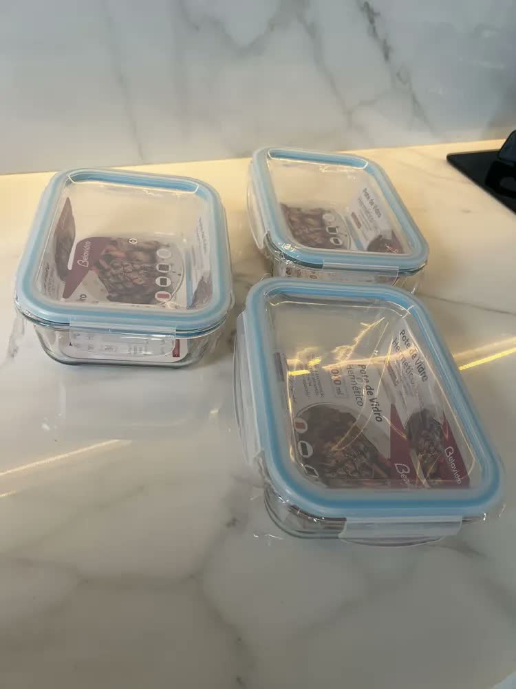 foto de Kit Potes De Vidro Hermético 3 Pçs 1 Litro Marmita Haüskraft Transparente