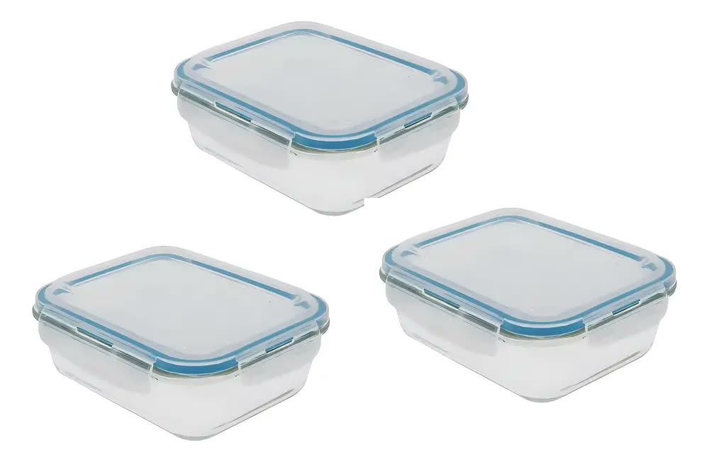 Kit Potes De Vidro Hermético 3 Pçs 1 Litro Marmita Haüskraft Transparente