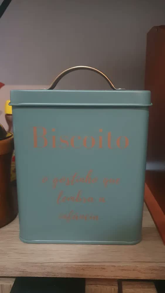 foto de Porta Biscoitos Hermético Aço Inoxidável Preto 1.5L com Tampa