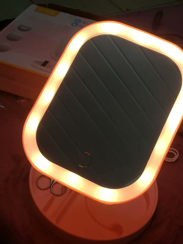 foto de Espelho Led Touch 3 Luzes Com Brilho Ajustável Recarregável