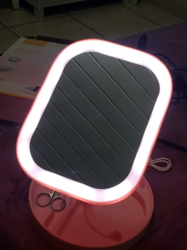 foto de Espelho Led Touch 3 Luzes Com Brilho Ajustável Recarregável