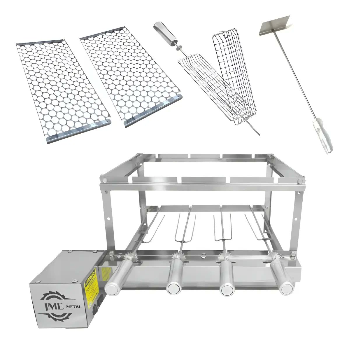 Churrasqueira Grill 100% Inox 4 Espetos Mais Acessórios L4