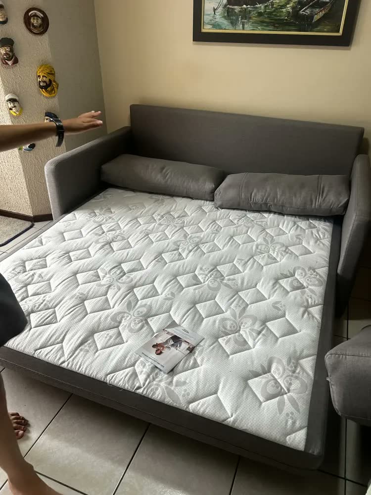 foto de Sofá-cama Herval Queen Aurora, 3 Lugares, Linho Cinza