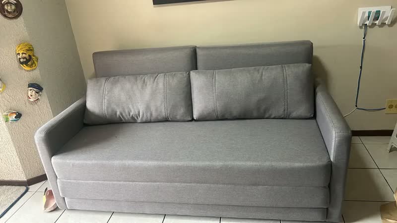 foto de Sofá-cama Herval Queen Aurora, 3 Lugares, Linho Cinza