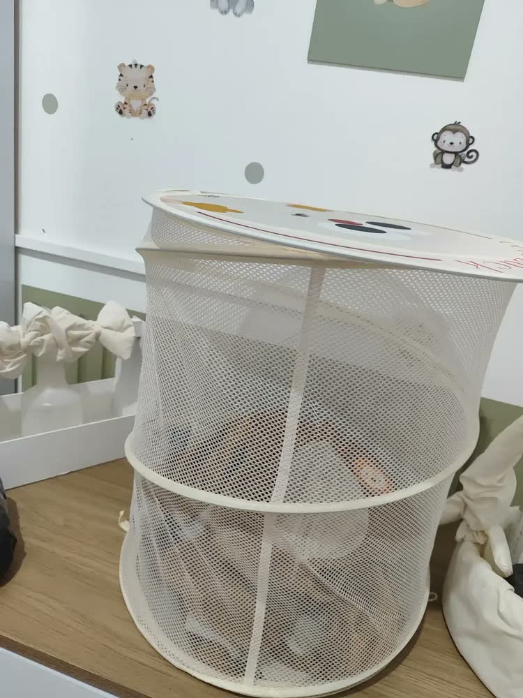 foto de Cesto Roupa Suja Bebe Brinquedo De Dobrável Multiuso