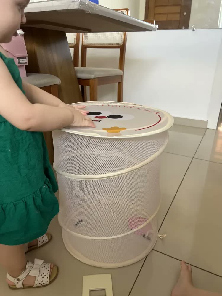 foto de Cesto Roupa Suja Bebe Brinquedo De Dobrável Multiuso