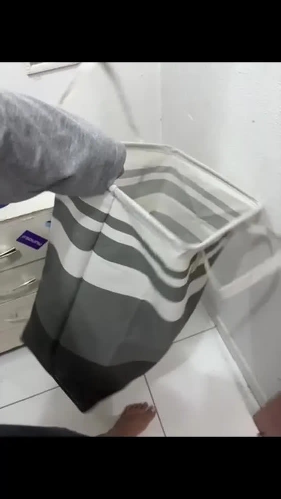 foto de Cesto De Roupa Suja Dobravel Banheiro Brinquedo 75 Litros Organizador Multiuso Cor Cinza Easy Decor