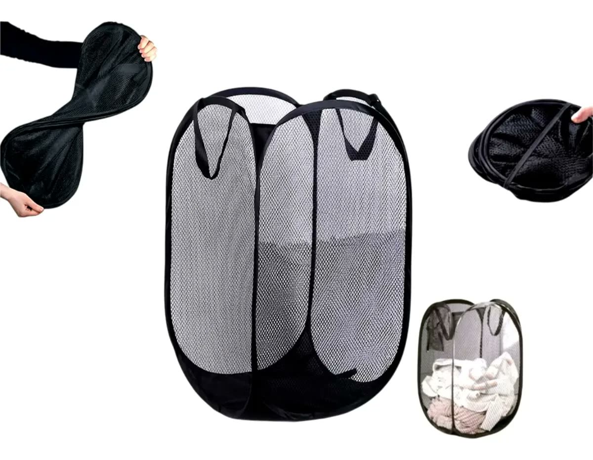 foto de Kit 3 Cesto De Roupa Suja De Nylon Com 100 Litros 70x40x40cm